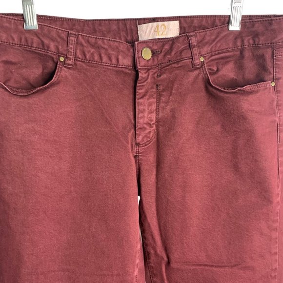 Zara Basics Ankle Zip Skinny Jeans 10 Maroon Red Jeggings Pockets Mid Rise - Picture 2 of 6